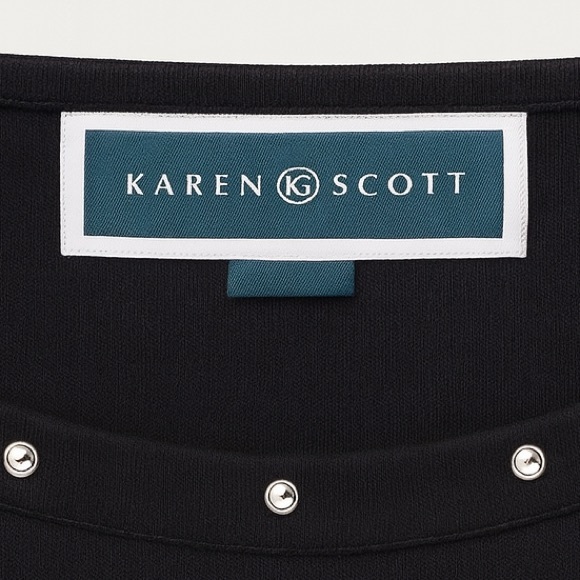 Karen Scott’ Black Long Sleeve Top Size L – Studded Neckline & Sleeve Detail - Picture 8 of 15